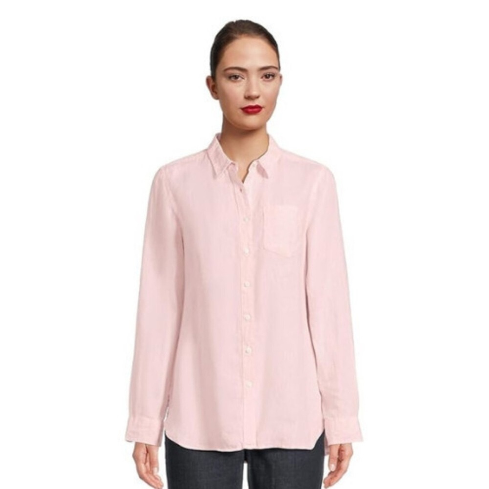 L.L. BEAN Pink 100% Linen Button Down Shirt Size 3XL